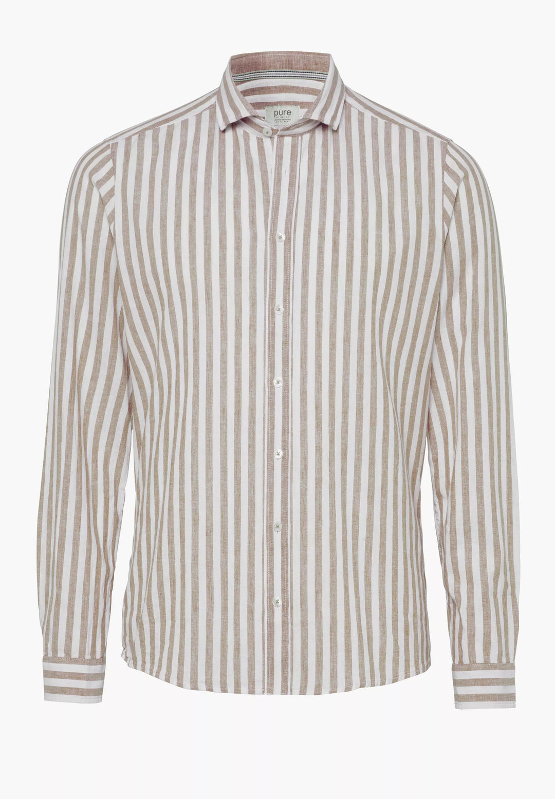 E31515-51701 PURE- Casual Hemd Langarm 266 streifen mittelbraun