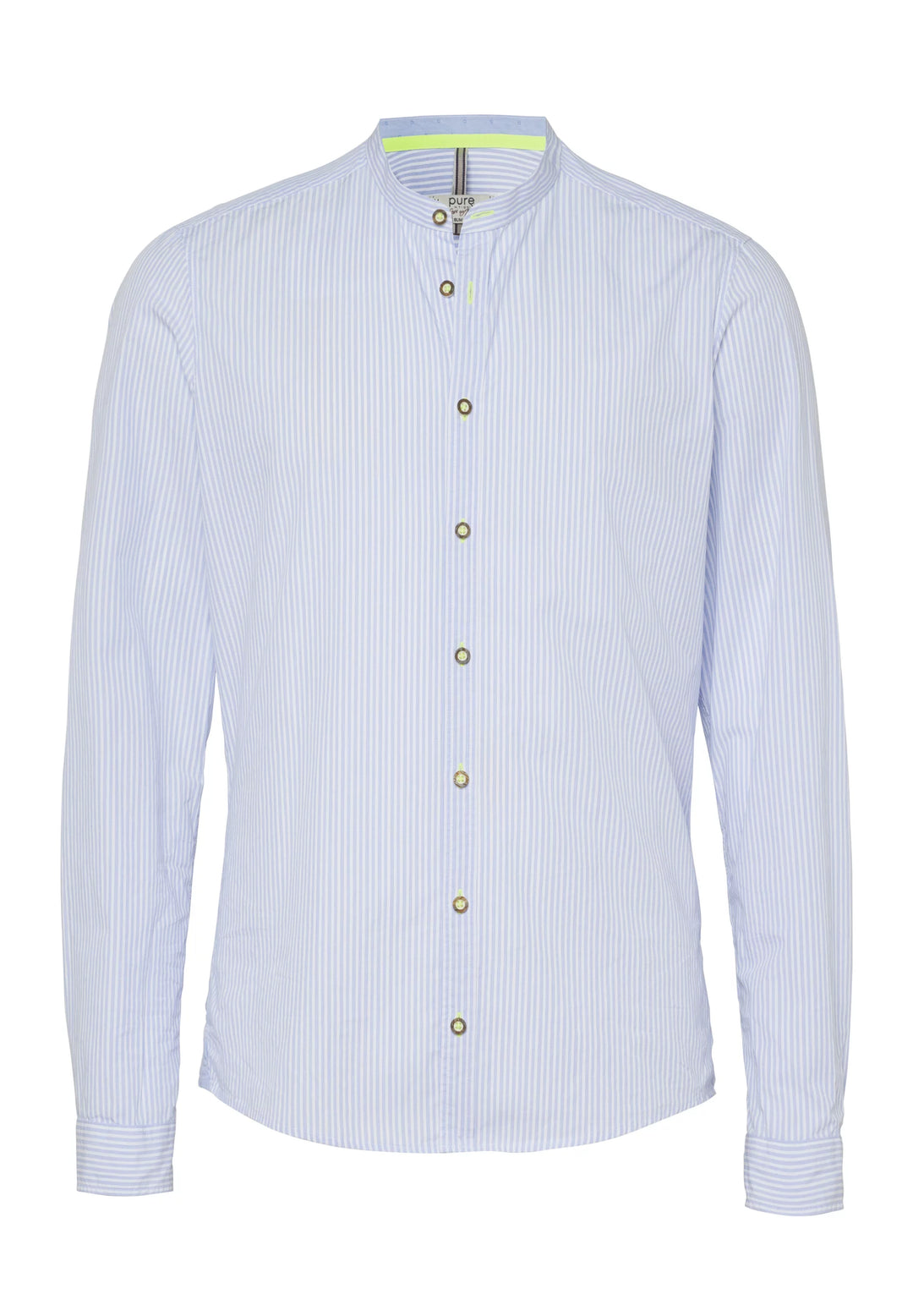E32600-21698 PURE Tracht Hemd slim fit Langarm 163 streifen mittelblau