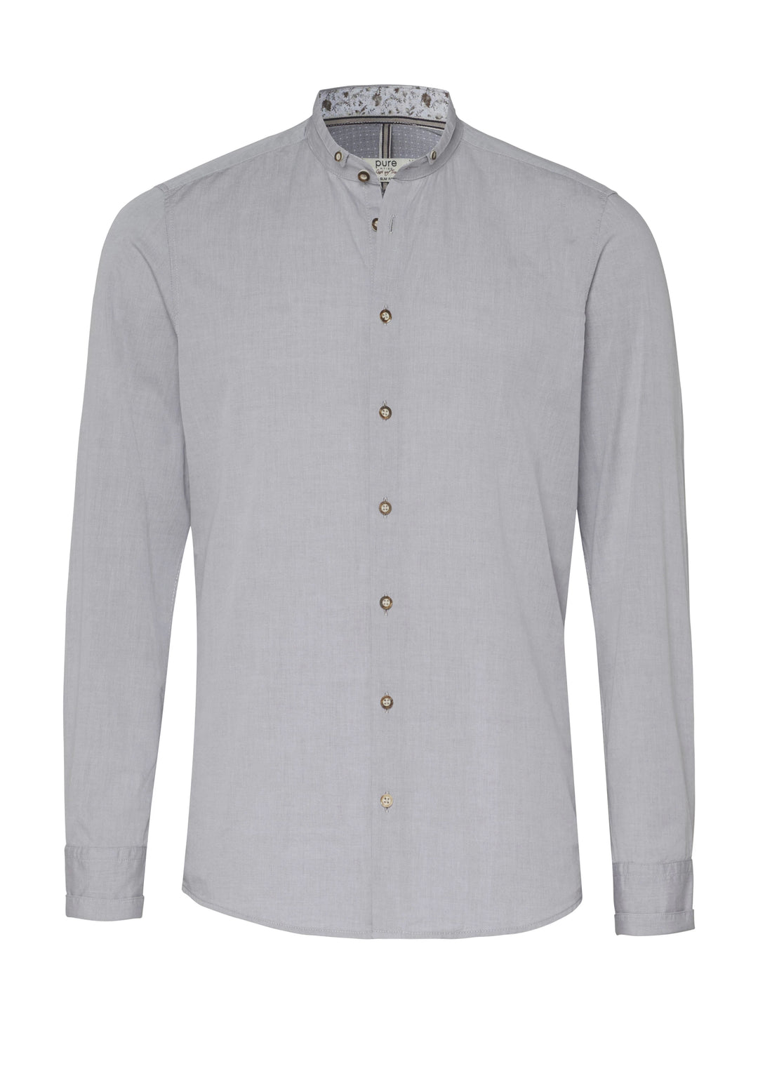 E32618-21688 PURE Tracht Hemd slim fit Langarm 710 uni grau