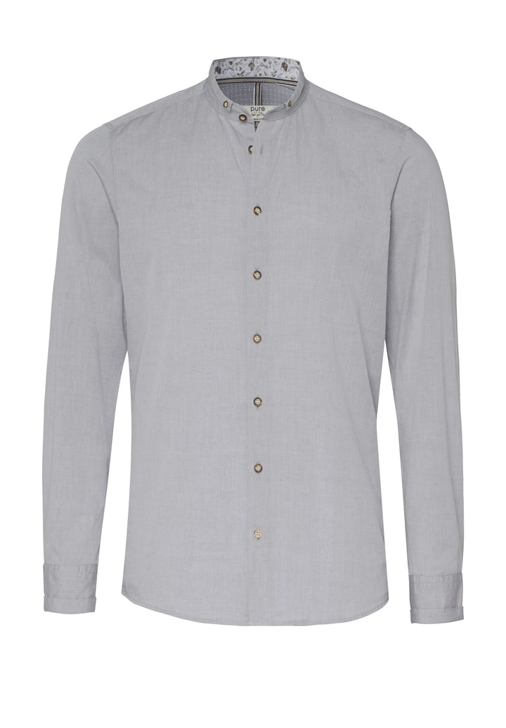 E32618-21688 PURE Tracht Hemd slim fit Langarm 710 uni grau