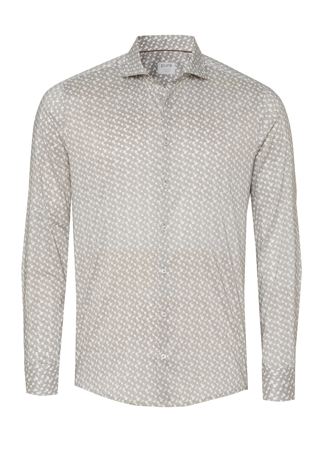E41005-21703 PURE- Business Stretch Hemd slim fit Langarm 276 druck mittelbraun