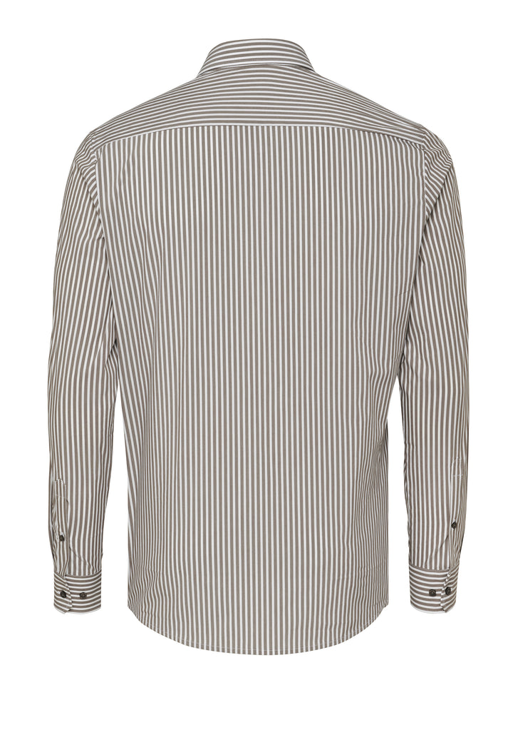E41007-21703 PURE- Business Stretch Hemd slim fit Langarm 268 streifen dunkelbraun