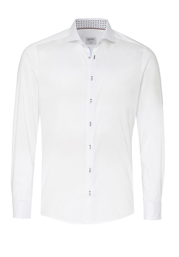 E41012-21705 PURE- Business Stretch Hemd slim fit Langarm 900 uni weiß