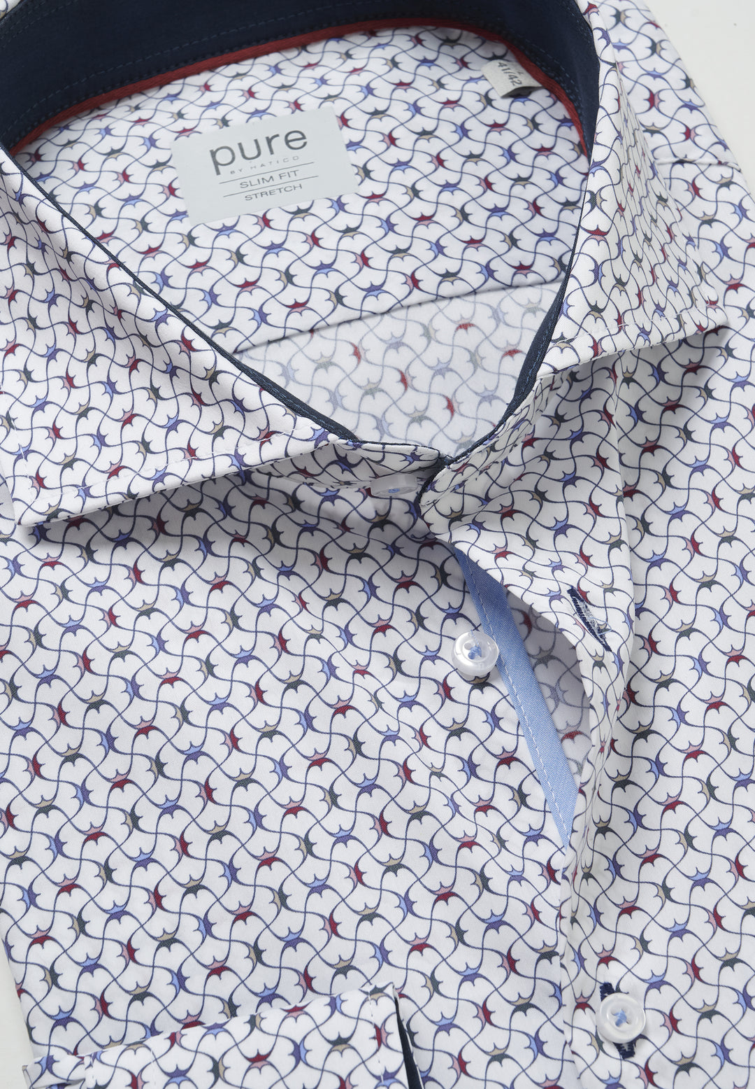 Business Stretch Hemd slim fit in multicolor mit geometrischem Muster und dunklem Innenkragen