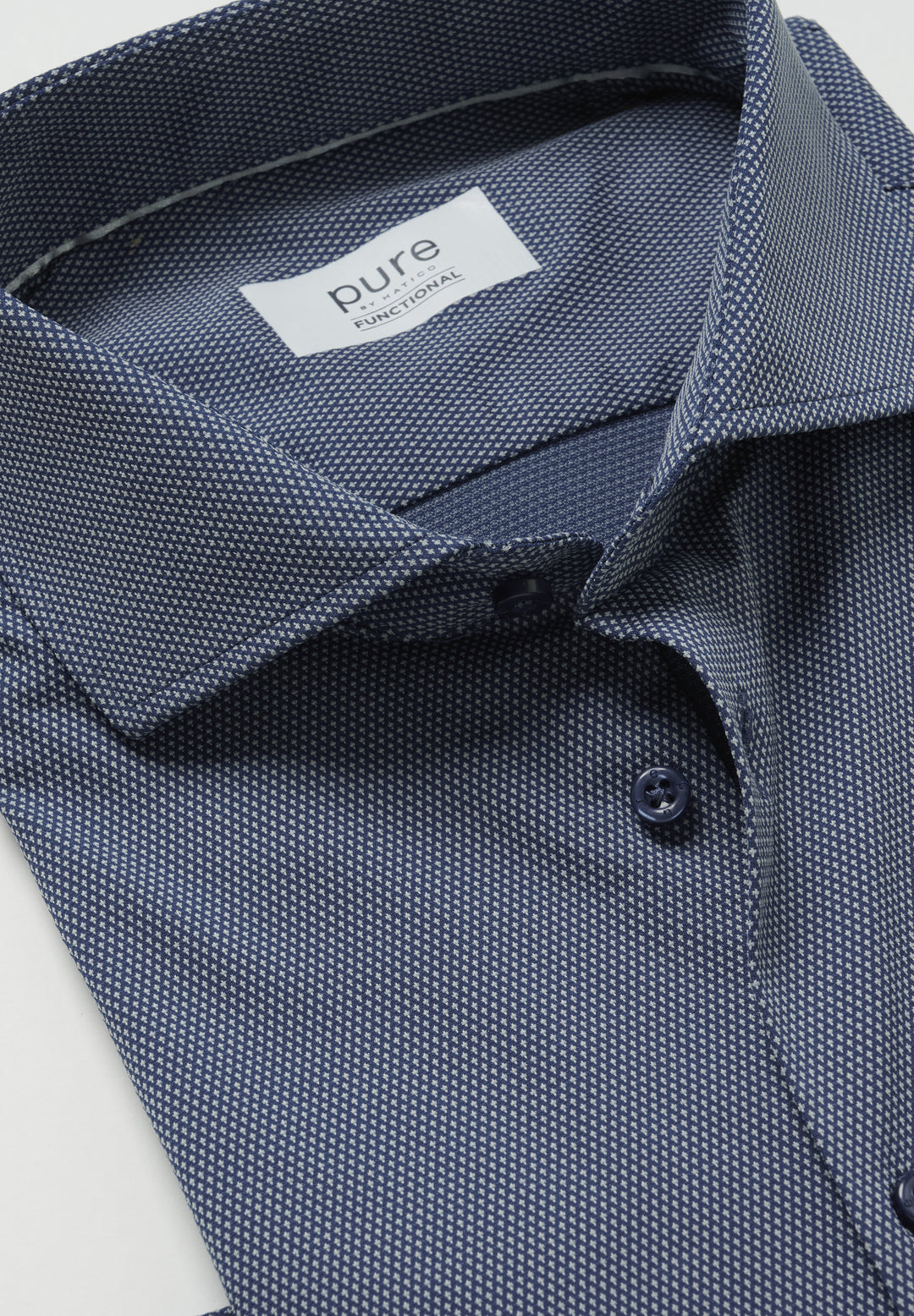 Blaues Functional Hemd mit kleinteiligem Muster und Kentkragen