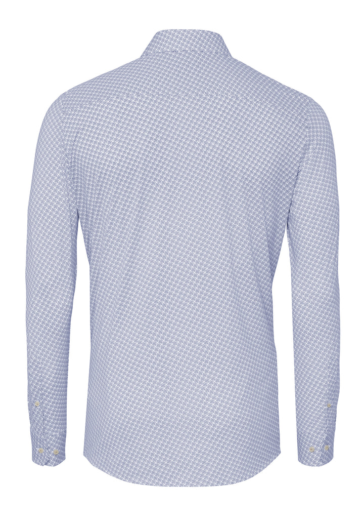 E41314-21740 PURE- Functional Hemd Langarm 173 druck mittelblau
