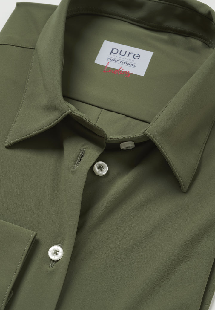 Grüne Functional Bluse modern fit mit Kragen und Knopfleiste