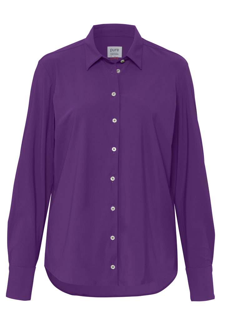 E41350-91911 PURE- Functional Bluse modern fit Langarm 806 uni violett