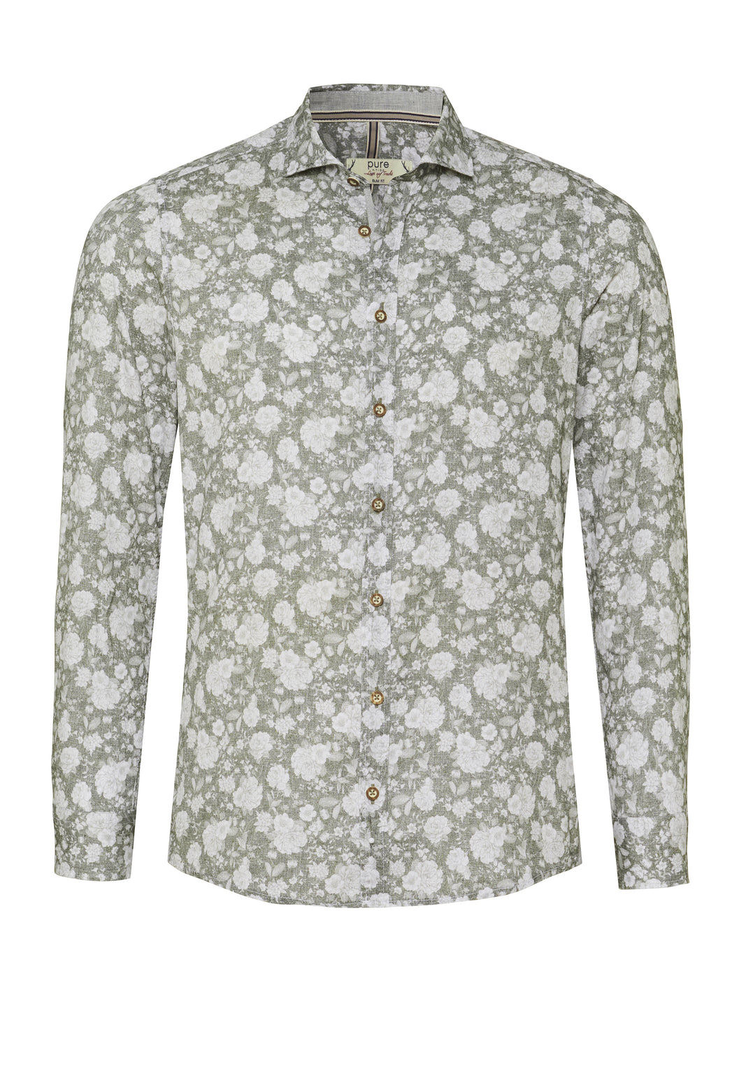 E42610-21193 PURE Tracht Hemd slim fit Langarm 476 druck oliv