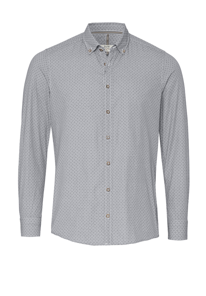 E42618-21299 PURE Tracht Hemd slim fit Langarm 773 druck grau