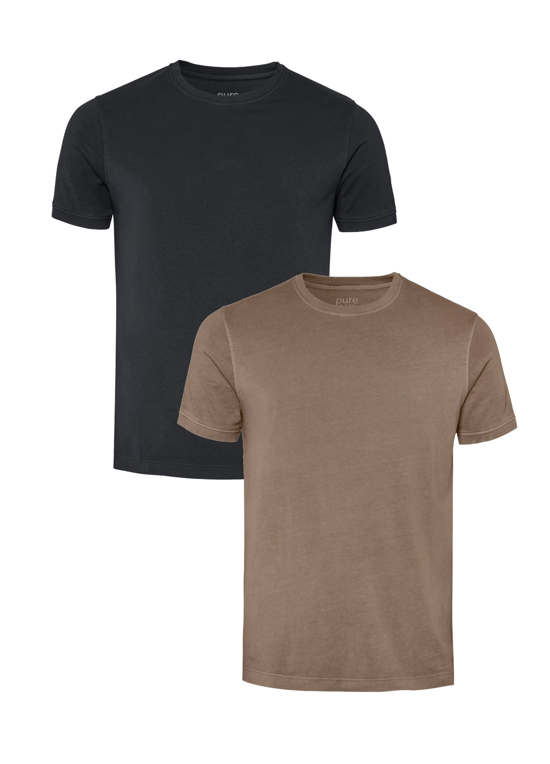 Zwei Lieblings-Shirts mit Rundhals in Slim Fit Passform in Schwarz und Braun