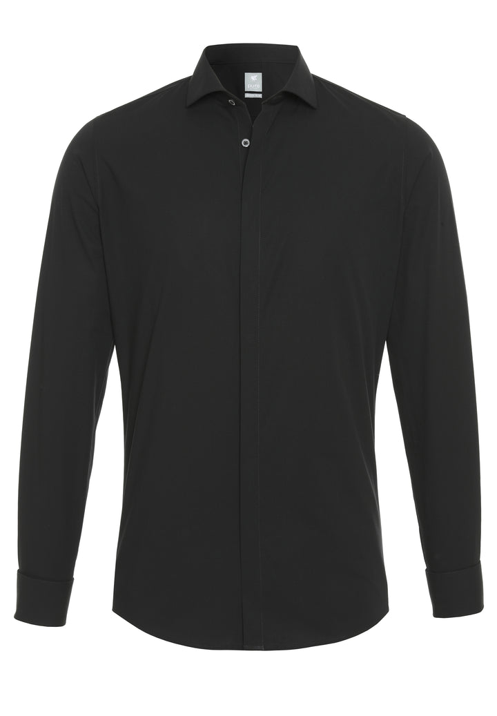 3383-188 PURE- City Hemd extra slim Langarm 001 schwarz