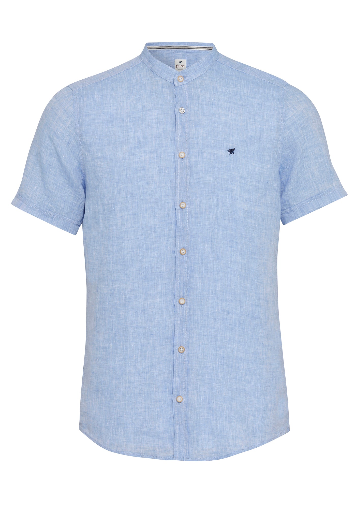 3801-22620 PURE- Casual Hemd Halbarm 100 uni hellblau