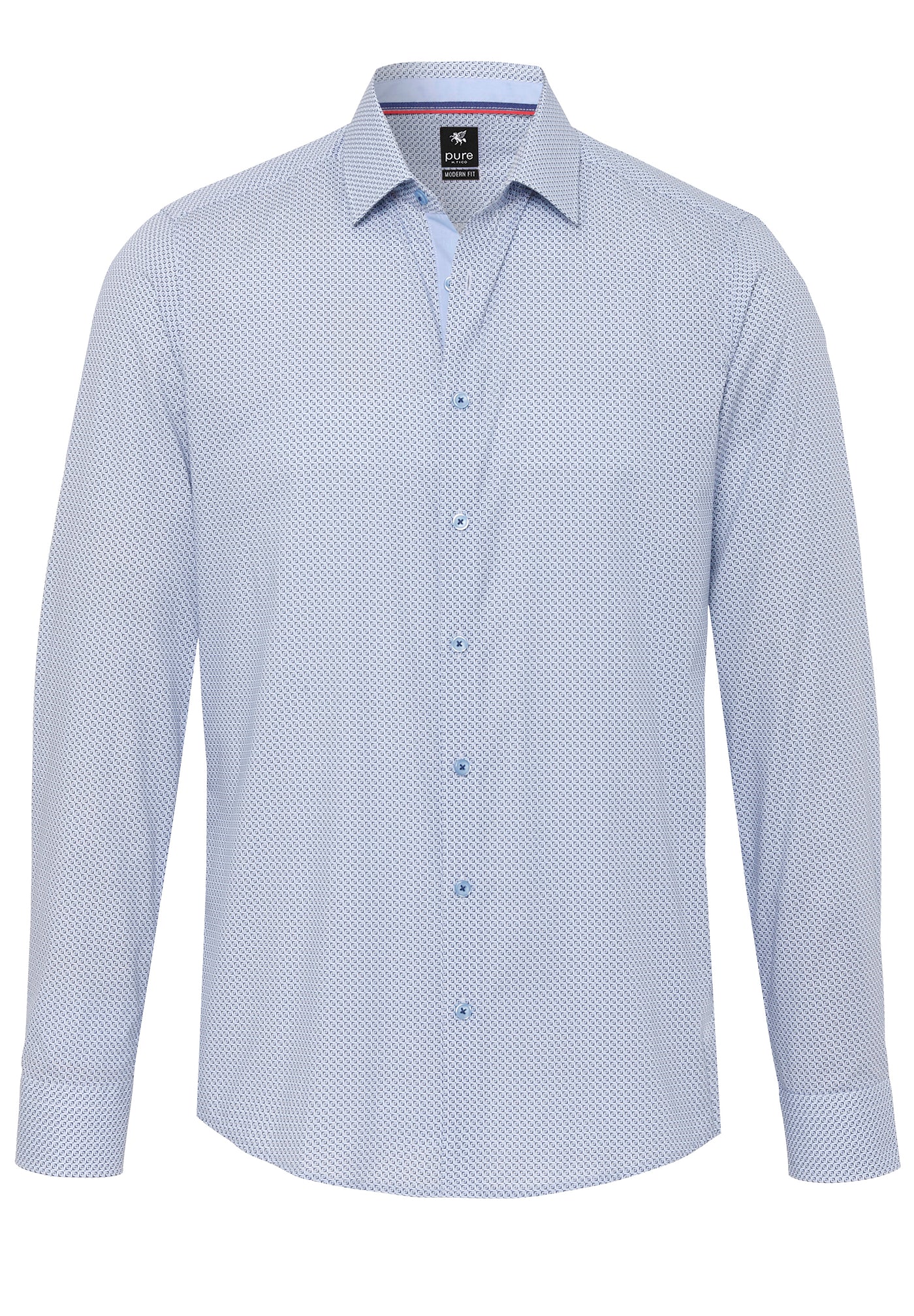 4055-11104 PURE- City Hemd modern fit Langarm 170 druck hellblau