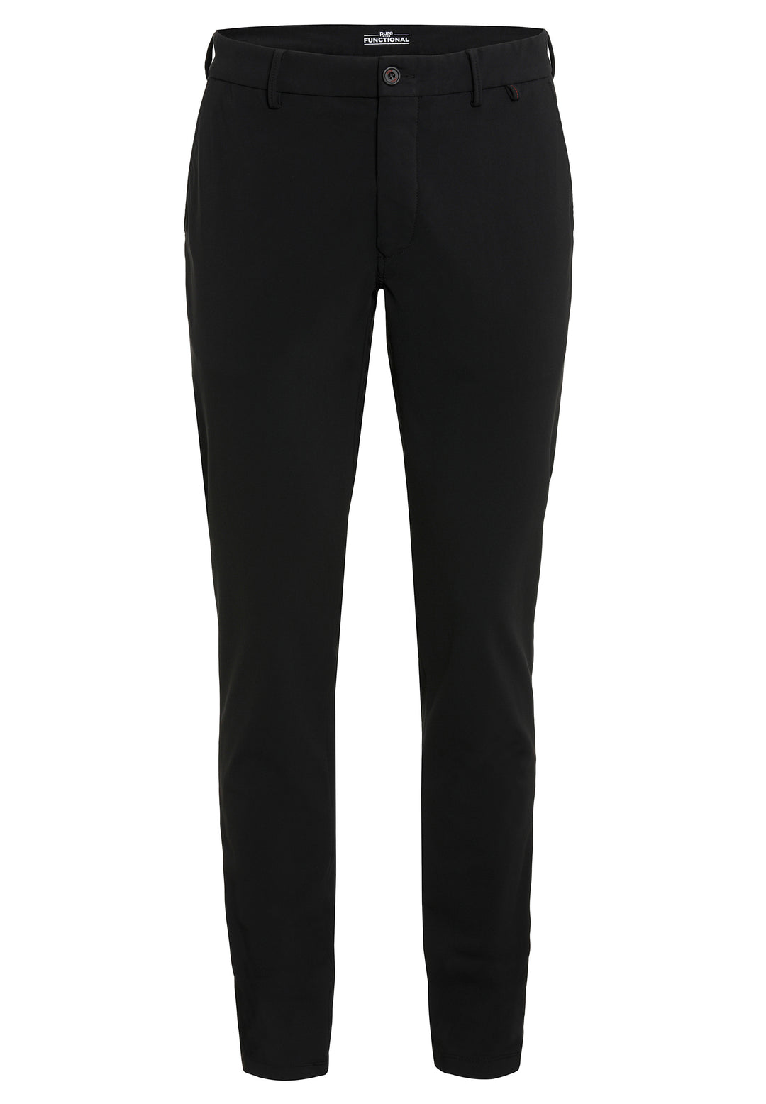 Schwarze Herren Funktionshose mit schmalem Schnitt und elastischem Material. Leicht, schnelltrocknend und ideal für vielseitige Anlässe.