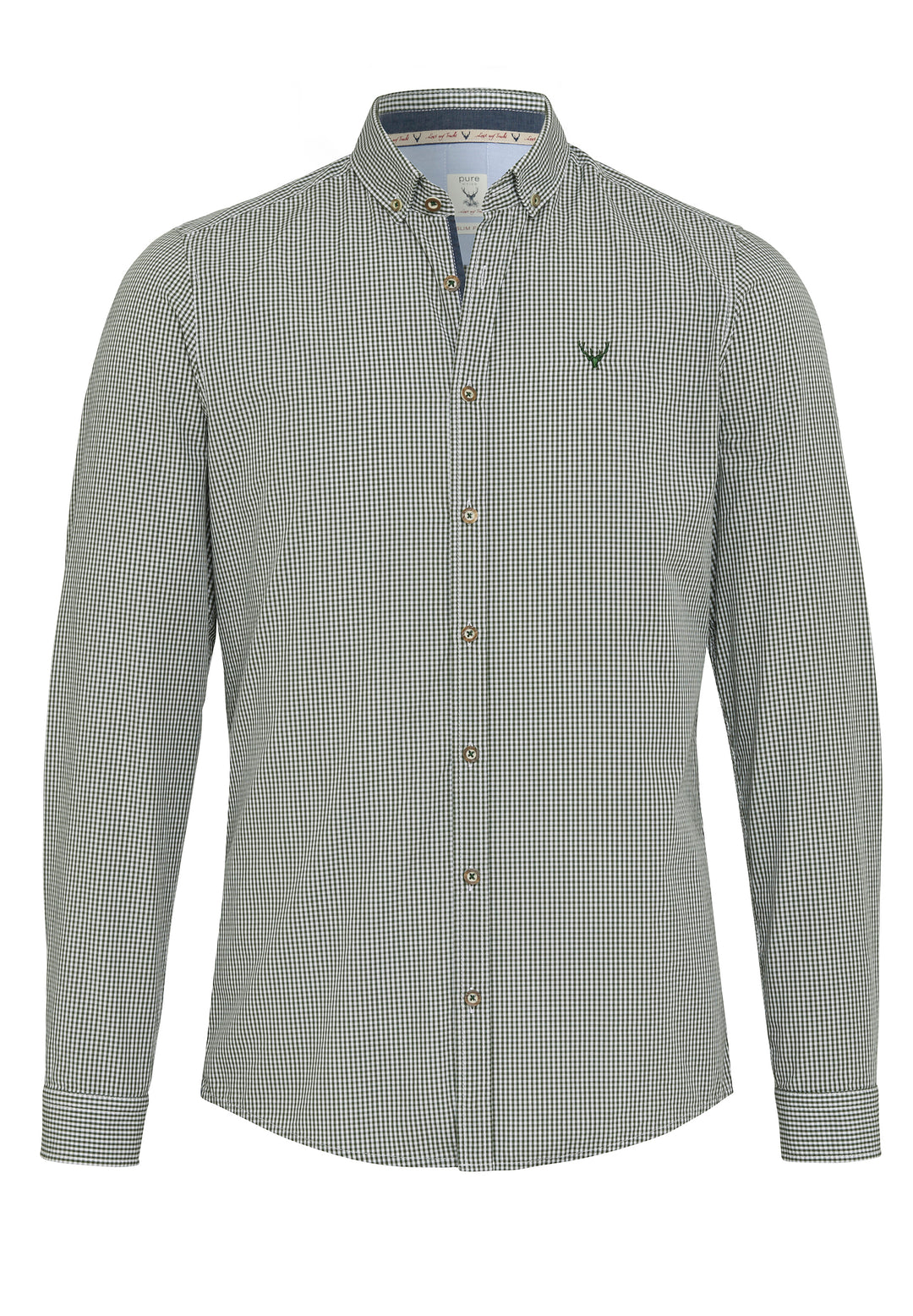 5017-21294 PURE Tracht Hemd slim fit Langarm 453 karo grün