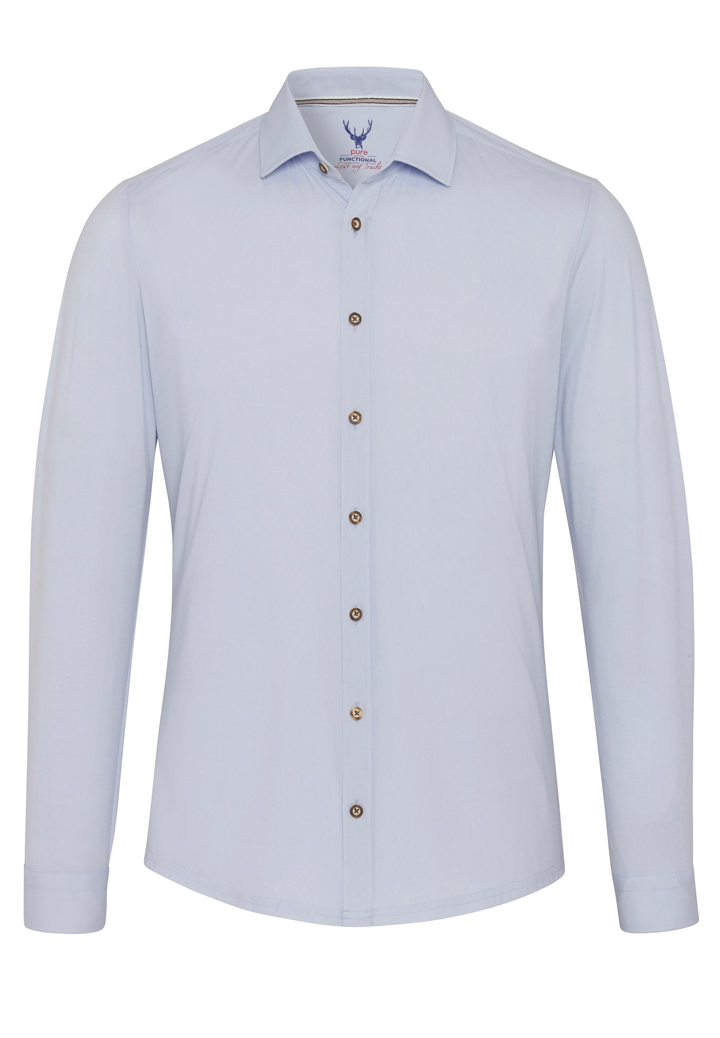 5018-21193 PURE Tracht Functional Hemd slim fit Langarm 100 uni hellblau
