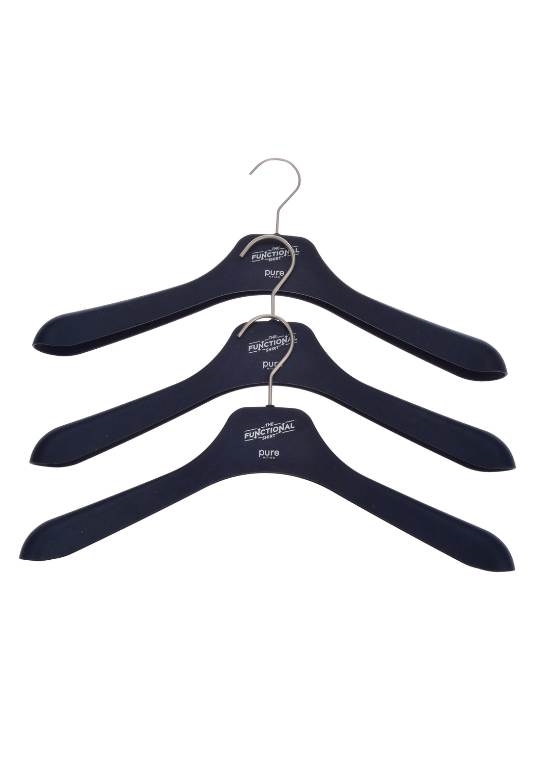 Bio-Wiesengras Bügel 3er-Pack Functional Shirt in Schwarz mit breiten Schultern für schonendes Aufhängen von Kleidung.